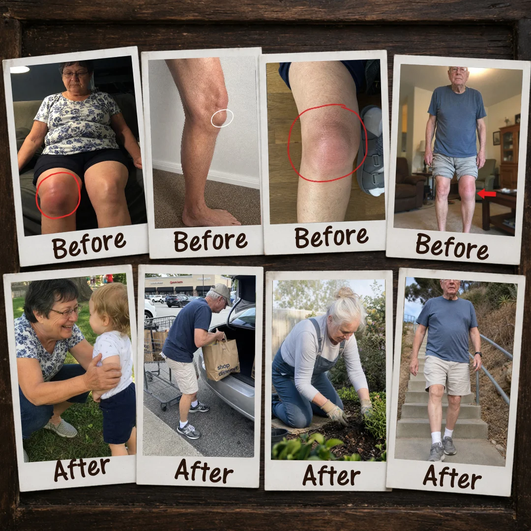 Before and after photos of people regaining knee and joint mobility with Kinzeno Magnetic Gel Roller